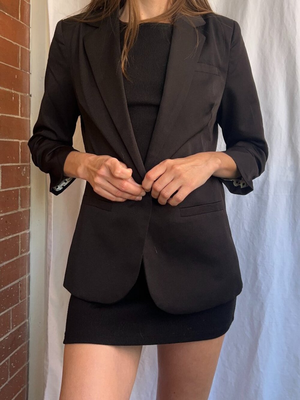 Maude Black Cinched Sleeve Blazer